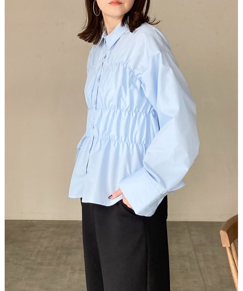 She's Closet(シーズクローゼット)の「シャーリングビスチェデザインシャツブラウス(シャツ/ブラウス・レディース・ホワイト/ブルー/チャコールグレー・FREE)」の21枚目の写真
