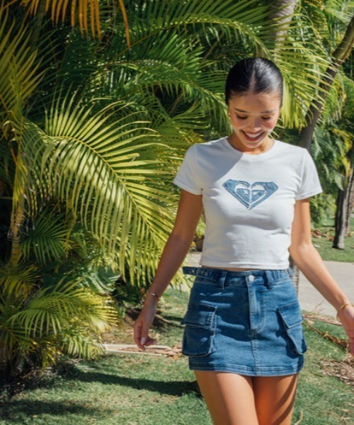 ROXY(ロキシー)の「ROXY x NANAHA デニムミニスカート RSK252605T(スカート・レディース・インディゴブルー/ベージュ・M/L)」の2枚目の写真