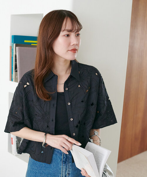 India】刺繍花柄半袖シャツ（シャツ/ブラウス）｜DISCOAT（ディス