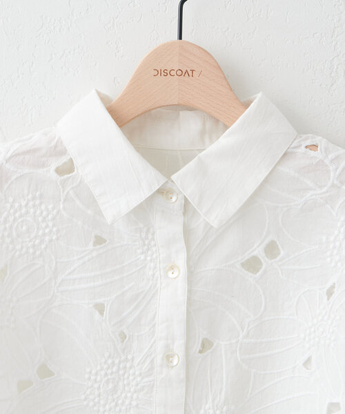 DISCOAT(ディスコート)の「【India】刺繍花柄半袖シャツ(シャツ/ブラウス・レディース・ライム/オフホワイト/ブラック・FREE)」の12枚目の写真