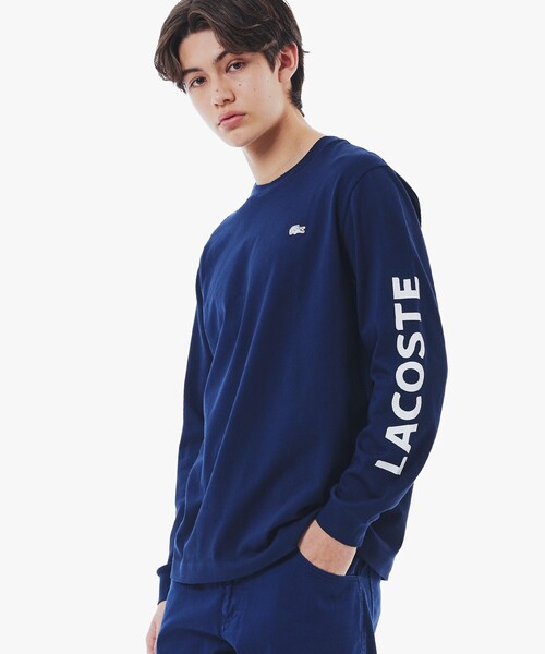 国内配送★LACOSTE★ヘビーウェイト スリーブプリント ロンT ヘビーウェイトスリーブプリント ロングリブスリーブTシャツ（T
