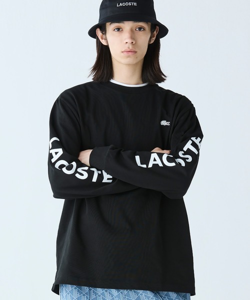 国内配送★LACOSTE★ヘビーウェイト スリーブプリント ロンT ヘビーウェイトスリーブプリント ロングリブスリーブTシャツ（T