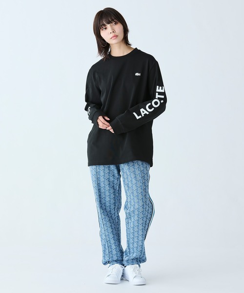 人気のロゴT【LACOSTE】ヘビーウェイトスリーブプリントTシャツ ヘビーウェイトスリーブプリント ロングリブスリーブTシャツ（T