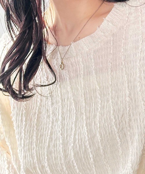 GeeRA(ジーラ)の「ジャガードフリンジ半袖カットソーTシャツ(Tシャツ/カットソー・レディース・モカ/オフホワイト/ブラック・LARGE/X-LARGE/MEDIUM)」の10枚目の写真