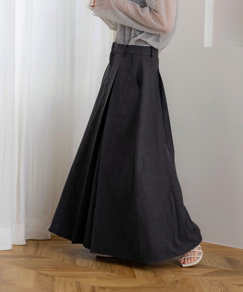 NOAHL(ノアル)の「【NOAHL】MIXツイルダブルタックスカート(スカート・レディース・ベージュ系/グレー系・FREE)」の2枚目の写真