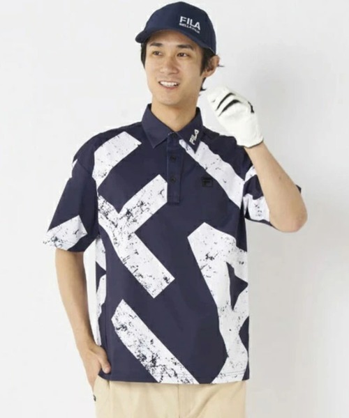 FILA GOLF(フィラゴルフ )の「FILA GOLF/フィラ ゴルフ ゴルフウェア 吸汗速乾 ストレッチ 半袖 シャツ ポロシャツ(ポロシャツ・メンズ・ブルー/ホワイト/ネイビー・M/LL/L)」の3枚目の写真