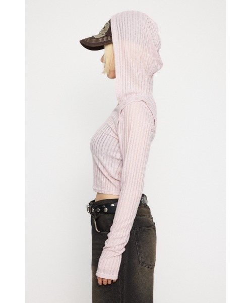 LAGUA GEM(ラグアジェム)の「2WAY HOODIE トップス(パーカー・レディース・ブラック/ライトピンク/ベージュ・FREE)」の10枚目の写真