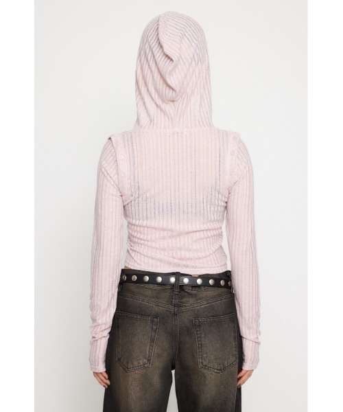LAGUA GEM(ラグアジェム)の「2WAY HOODIE トップス(パーカー・レディース・ブラック/ライトピンク/ベージュ・FREE)」の9枚目の写真