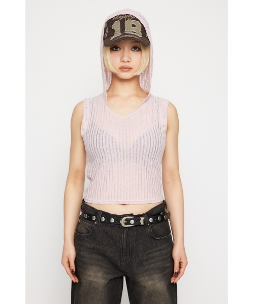 LAGUA GEM(ラグアジェム)の「2WAY HOODIE トップス(パーカー・レディース・ブラック/ライトピンク/ベージュ・FREE)」の8枚目の写真