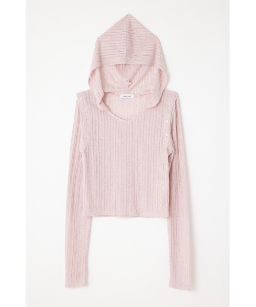 LAGUA GEM(ラグアジェム)の「2WAY HOODIE トップス(パーカー・レディース・ブラック/ライトピンク/ベージュ・FREE)」の4枚目の写真