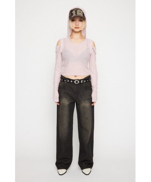 LAGUA GEM(ラグアジェム)の「2WAY HOODIE トップス(パーカー・レディース・ブラック/ライトピンク/ベージュ・FREE)」の12枚目の写真