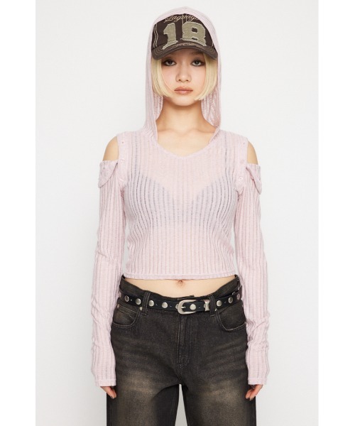 LAGUA GEM(ラグアジェム)の「2WAY HOODIE トップス(パーカー・レディース・ブラック/ライトピンク/ベージュ・FREE)」の15枚目の写真