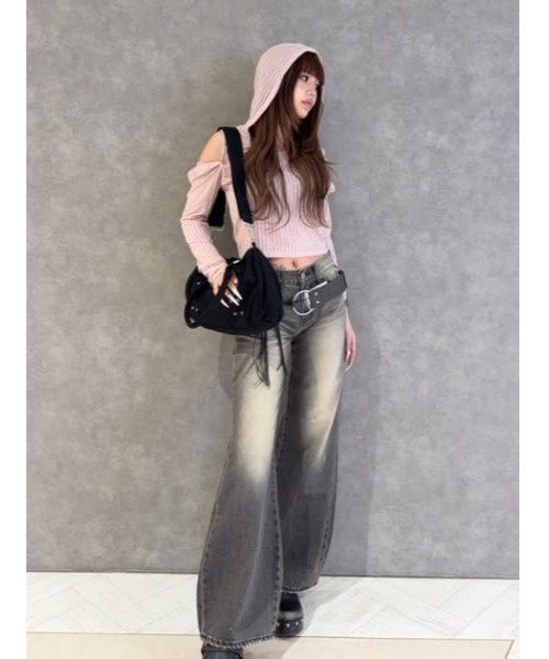 LAGUA GEM(ラグアジェム)の「2WAY HOODIE トップス(パーカー・レディース・ブラック/ライトピンク/ベージュ・FREE)」の18枚目の写真