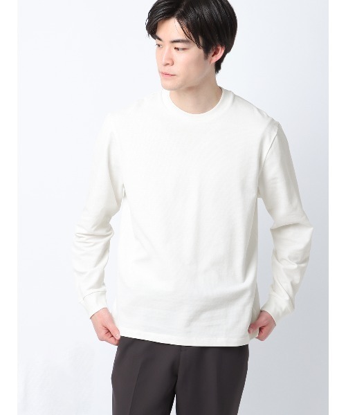 SUIT SQUARE(スーツスクエア)の「オフィT Tシャツ 長袖 ウォッシャブル プレーティング鹿の子 スマートフィット(Tシャツ/カットソー・メンズ・ブラック系/ネイビー系/ホワイト系・S/M/L/LL)」の2枚目の写真