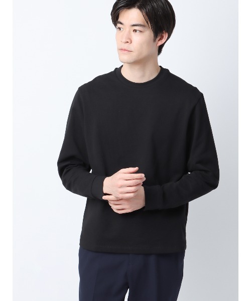 SUIT SQUARE(スーツスクエア)の「オフィT Tシャツ 長袖 ウォッシャブル プレーティング鹿の子 スマートフィット(Tシャツ/カットソー・メンズ・ブラック系/ネイビー系/ホワイト系・S/M/L/LL)」の3枚目の写真
