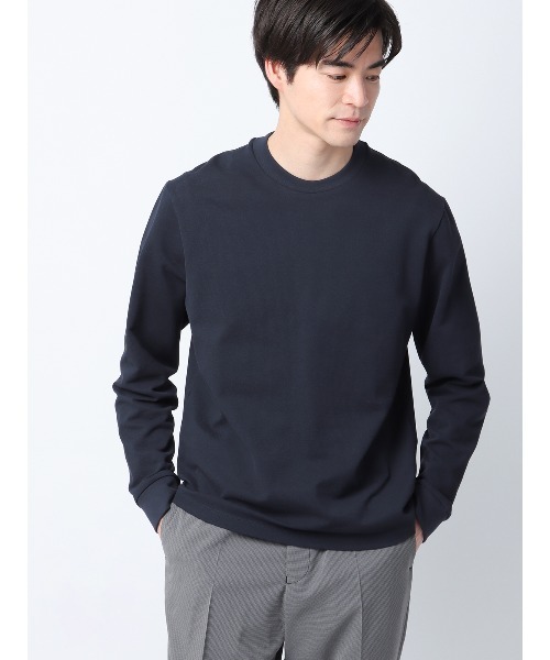 SUIT SQUARE(スーツスクエア)の「オフィT Tシャツ 長袖 ウォッシャブル プレーティング鹿の子 スマートフィット(Tシャツ/カットソー・メンズ・ブラック系/ネイビー系/ホワイト系・S/M/L/LL)」の1枚目の写真