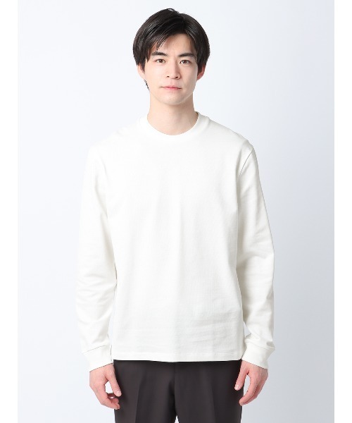 SUIT SQUARE(スーツスクエア)の「オフィT Tシャツ 長袖 ウォッシャブル プレーティング鹿の子 スマートフィット(Tシャツ/カットソー・メンズ・ブラック系/ネイビー系/ホワイト系・S/M/L/LL)」の4枚目の写真