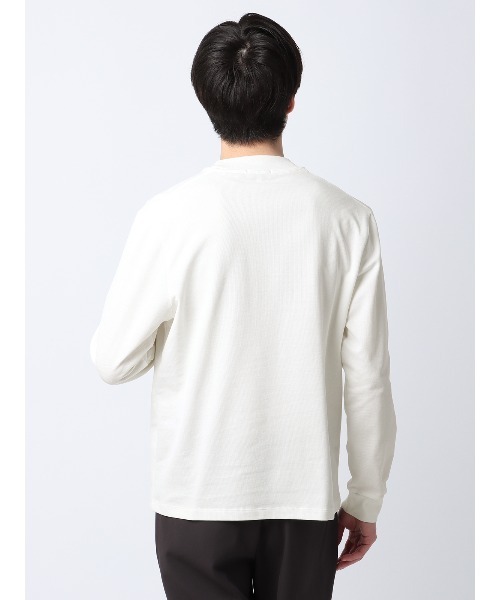 SUIT SQUARE(スーツスクエア)の「オフィT Tシャツ 長袖 ウォッシャブル プレーティング鹿の子 スマートフィット(Tシャツ/カットソー・メンズ・ブラック系/ネイビー系/ホワイト系・S/M/L/LL)」の6枚目の写真