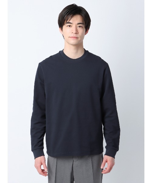 SUIT SQUARE(スーツスクエア)の「オフィT Tシャツ 長袖 ウォッシャブル プレーティング鹿の子 スマートフィット(Tシャツ/カットソー・メンズ・ブラック系/ネイビー系/ホワイト系・S/M/L/LL)」の20枚目の写真