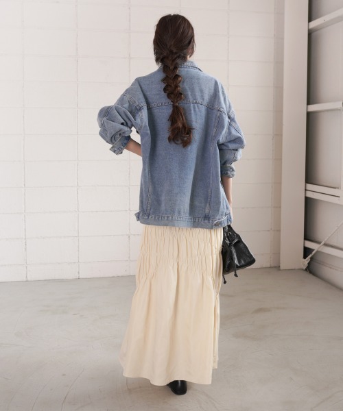 Bab(バブ)の「シャーリングギャザースカート(スカート・レディース・パープル/アイボリー/ブラック・M)」の10枚目の写真