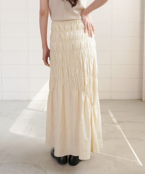 Bab(バブ)の「シャーリングギャザースカート(スカート・レディース・パープル/アイボリー/ブラック・M)」の11枚目の写真