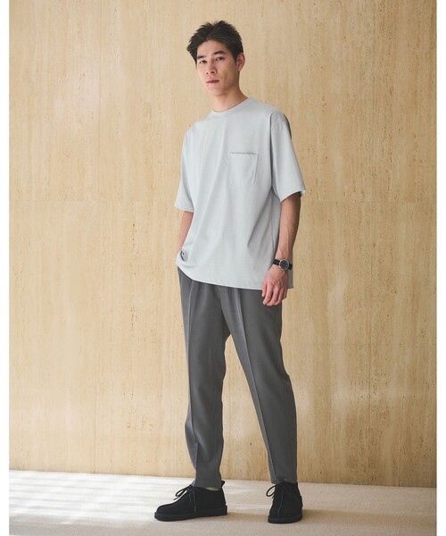 green label relaxing(グリーンレーベルリラクシング)の「ドライ ジャージ クルーネック Tシャツ -吸水速乾-(Tシャツ/カットソー・メンズ・ホワイト/ライトグレー/ブラウン/ブラック・S/L/XL/XXL/M)」の6枚目の写真