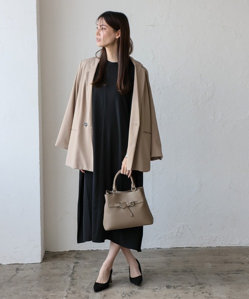 VitaFelice(ヴィータフェリーチェ)の「本革2ルーム2wayトートバッグ ベルトデザイン ハンドバッグ フォーマルバッグ セレモニーバッグ(トートバッグ・レディース・アッシュグレー/ブラック/ベージュ系・FREE)」の14枚目の写真