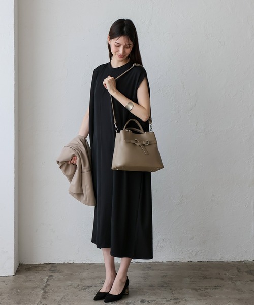 VitaFelice(ヴィータフェリーチェ)の「本革2ルーム2wayトートバッグ ベルトデザイン ハンドバッグ フォーマルバッグ セレモニーバッグ(トートバッグ・レディース・アッシュグレー/ブラック/ベージュ系・FREE)」の15枚目の写真