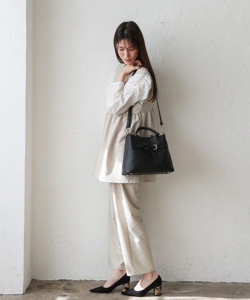 VitaFelice(ヴィータフェリーチェ)の「本革2ルーム2wayトートバッグ ベルトデザイン ハンドバッグ フォーマルバッグ セレモニーバッグ(トートバッグ・レディース・アッシュグレー/ブラック/ベージュ系・FREE)」の22枚目の写真