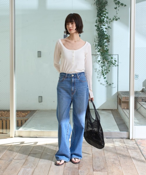 Rouge vif(ルージュヴィフ)の「コットンヘンリーネックプルオーバー(Tシャツ/カットソー・レディース・ホワイト/チャコールグレー/ブラック・フリー)」の17枚目の写真