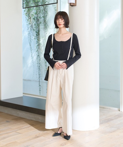 Rouge vif(ルージュヴィフ)の「コットンヘンリーネックプルオーバー(Tシャツ/カットソー・レディース・ホワイト/チャコールグレー/ブラック・フリー)」の19枚目の写真