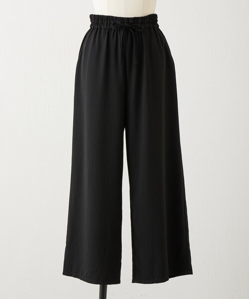 BEARDSLEY ビアズリー　ニット地ワイドパンツ　ウール　ストレッチ　秋冬春 ビアズリー BEARDSLEY ストレッチジョーゼットパンツ （black