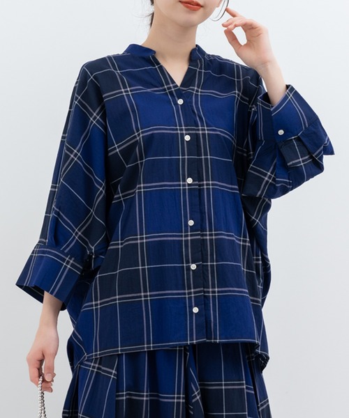 refinedworks（リファインドワークス）の「【refinedworks】オリジナル の チェック 生地 を 使用した ブラウス（シャツ/ブラウス・レディース・グレー/ブラック/ネイビー・FREE）」の11枚目の写真