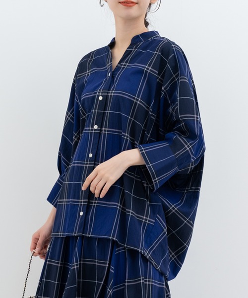 refinedworks（リファインドワークス）の「【refinedworks】オリジナル の チェック 生地 を 使用した ブラウス（シャツ/ブラウス・レディース・グレー/ブラック/ネイビー・FREE）」の12枚目の写真