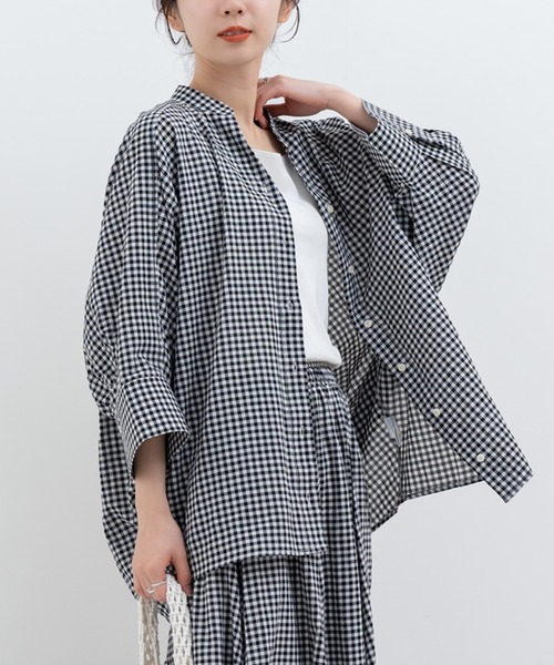 refinedworks（リファインドワークス）の「【refinedworks】オリジナル の チェック 生地 を 使用した ブラウス（シャツ/ブラウス・レディース・グレー/ブラック/ネイビー・FREE）」の10枚目の写真