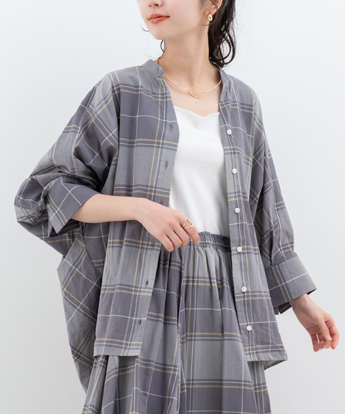 refinedworks（リファインドワークス）の「【refinedworks】オリジナル の チェック 生地 を 使用した ブラウス（シャツ/ブラウス・レディース・グレー/ブラック/ネイビー・FREE）」の13枚目の写真