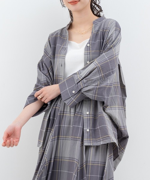 refinedworks（リファインドワークス）の「【refinedworks】オリジナル の チェック 生地 を 使用した ブラウス（シャツ/ブラウス・レディース・グレー/ブラック/ネイビー・FREE）」の14枚目の写真