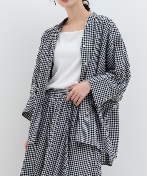 refinedworks（リファインドワークス）の「【refinedworks】オリジナル の チェック 生地 を 使用した ブラウス（シャツ/ブラウス・レディース・グレー/ブラック/ネイビー・FREE）」の16枚目の写真