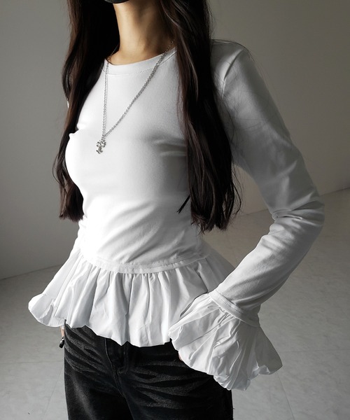 トップス HIAND/Frill peplum Shirt Frill peplum Shirt - HIAND