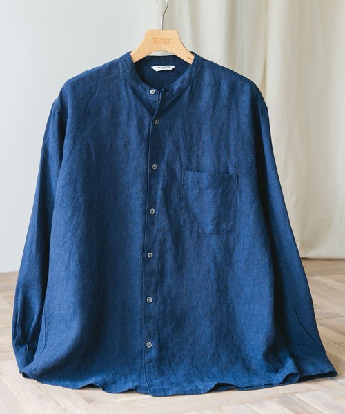 URBAN RESEARCH DOORS（アーバンリサーチドアーズ）の「『XLサイズ/WEB限定』シルケットリネンバンドカラーロングスリーブシャツ（シャツ/ブラウス・メンズ・アイボリー/オリーブ/ライトブルー/オレンジ/インディゴブルー・X-LARGE/MEDIUM/LARGE）」の4枚目の写真