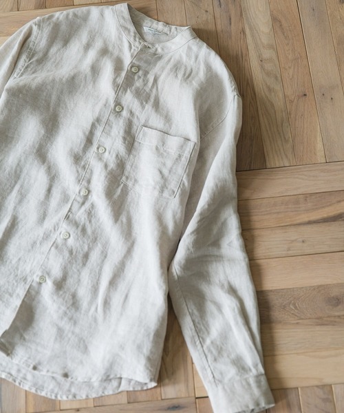 URBAN RESEARCH DOORS（アーバンリサーチドアーズ）の「『XLサイズ/WEB限定』シルケットリネンバンドカラーロングスリーブシャツ（シャツ/ブラウス・メンズ・アイボリー/オリーブ/ライトブルー/オレンジ/インディゴブルー・X-LARGE/MEDIUM/LARGE）」の2枚目の写真