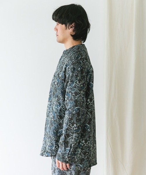 URBAN RESEARCH DOORS（アーバンリサーチドアーズ）の「『XLサイズ/WEB限定』シルケットリネンバンドカラーロングスリーブシャツ（シャツ/ブラウス・メンズ・アイボリー/オリーブ/ライトブルー/オレンジ/インディゴブルー・X-LARGE/MEDIUM/LARGE）」の11枚目の写真