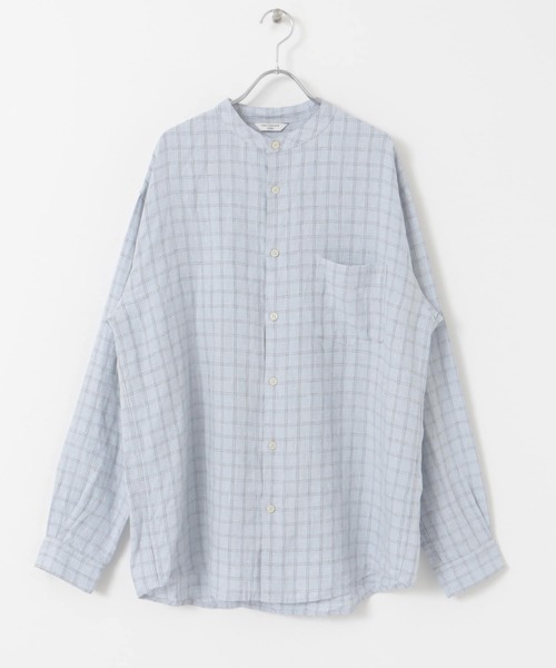 URBAN RESEARCH DOORS（アーバンリサーチドアーズ）の「『XLサイズ/WEB限定』シルケットリネンバンドカラーロングスリーブシャツ（シャツ/ブラウス・メンズ・アイボリー/オリーブ/ライトブルー/オレンジ/インディゴブルー・X-LARGE/MEDIUM/LARGE）」の17枚目の写真