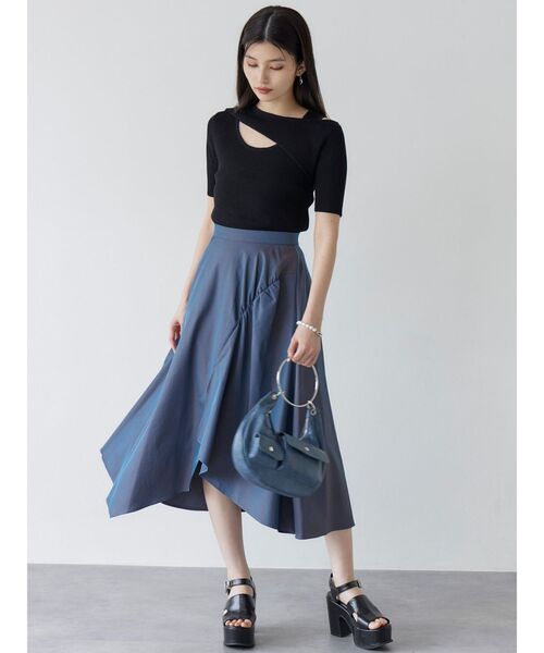 MURUA（ムルーア）の「イレヘムギャザーアシメスカート（スカート・レディース・ベージュ/ブルー/ブラック・FREE）」の5枚目の写真