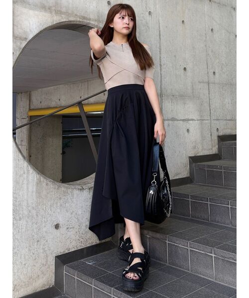 MURUA（ムルーア）の「イレヘムギャザーアシメスカート（スカート・レディース・ベージュ/ブルー/ブラック・FREE）」の9枚目の写真