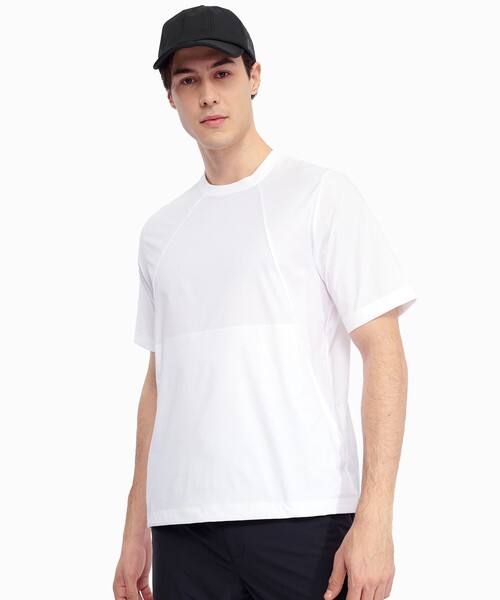 AIGLE(エーグル)の「吸水速乾 UVカット ソロテックス 裾ドローコード半袖Tシャツ(Tシャツ/カットソー・メンズ・ホワイト/ダークブルー・XL/S/M/L)」の2枚目の写真