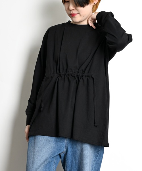 MARAI(マーライ)の「ウエストドロスト長袖カットソー コットン100%(Tシャツ/カットソー・レディース・グレー/ホワイト/ブラック・MEDIUM/LARGE/X-LARGE)」の2枚目の写真