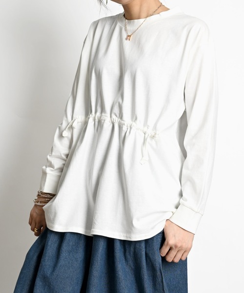 MARAI(マーライ)の「ウエストドロスト長袖カットソー コットン100%(Tシャツ/カットソー・レディース・グレー/ホワイト/ブラック・MEDIUM/LARGE/X-LARGE)」の5枚目の写真
