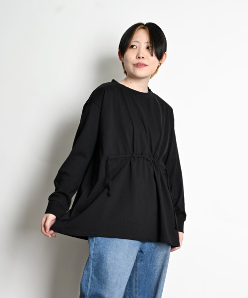 MARAI(マーライ)の「ウエストドロスト長袖カットソー コットン100%(Tシャツ/カットソー・レディース・グレー/ホワイト/ブラック・MEDIUM/LARGE/X-LARGE)」の7枚目の写真