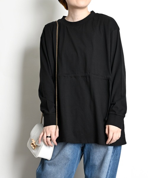 MARAI(マーライ)の「ウエストドロスト長袖カットソー コットン100%(Tシャツ/カットソー・レディース・グレー/ホワイト/ブラック・MEDIUM/LARGE/X-LARGE)」の9枚目の写真